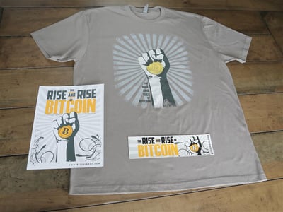 Bitcoin Essential Fan Bundle: Vimeo Download, T-Shirt, MiniPoster, Bumper Sticker