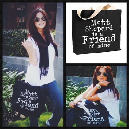 Black Tote Bag-White text